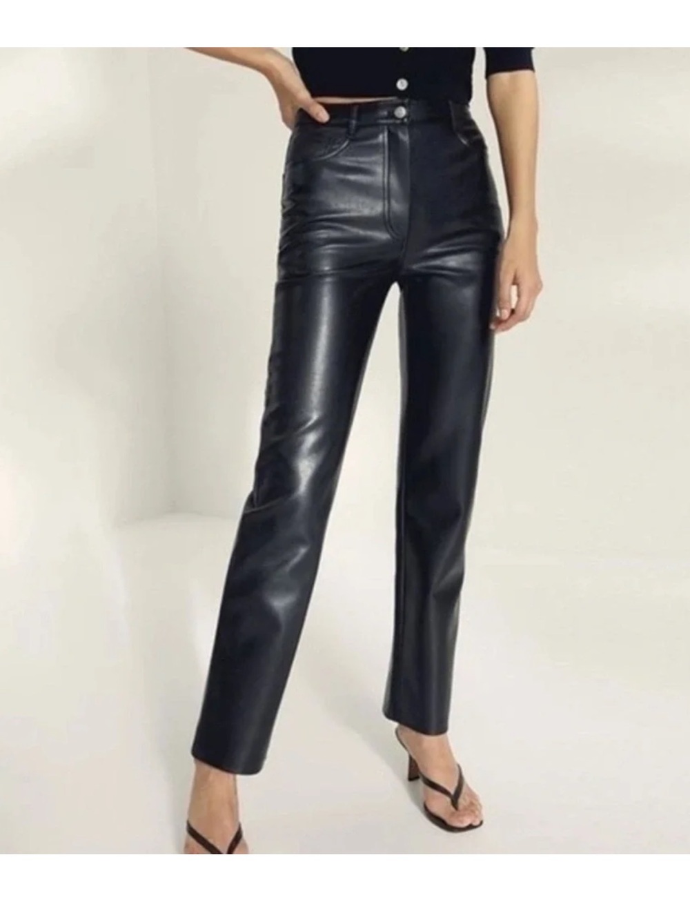 Aritzia Wilfred Melina Straight Leg Vegan Leather Pants